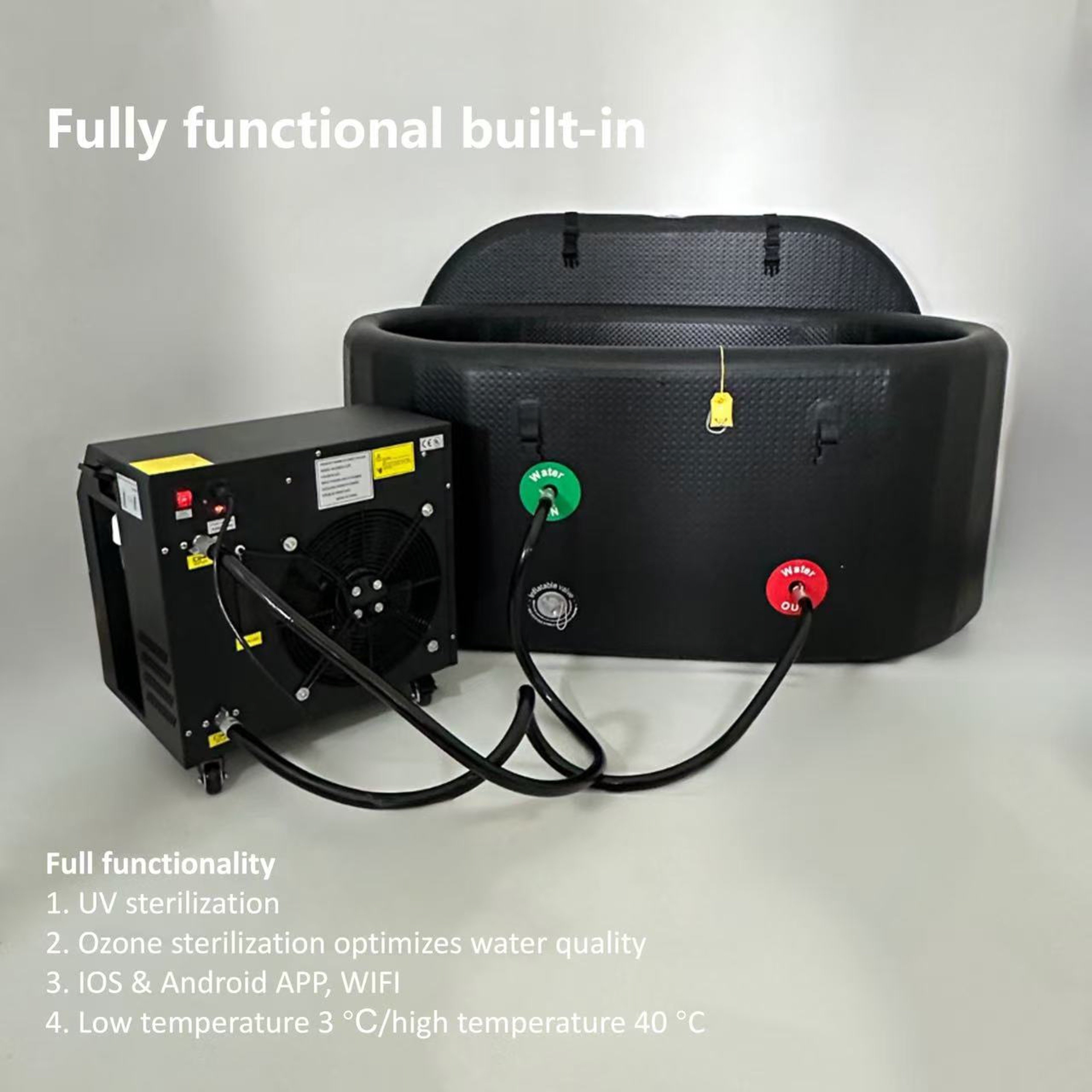All in One Professional Cold Plunge Tub with Pump Ozone WiFi Control for Cryotherapy Clinics