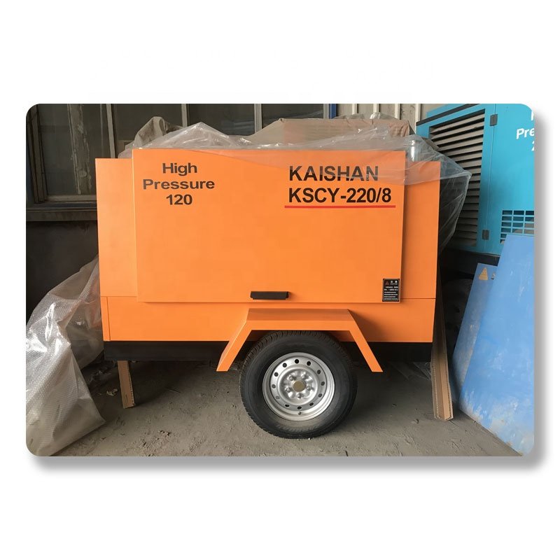 Factory Price Mining Machines 8 bar 220CFM Portable Diesel Screw Air Compressor for Down the Hole Drill