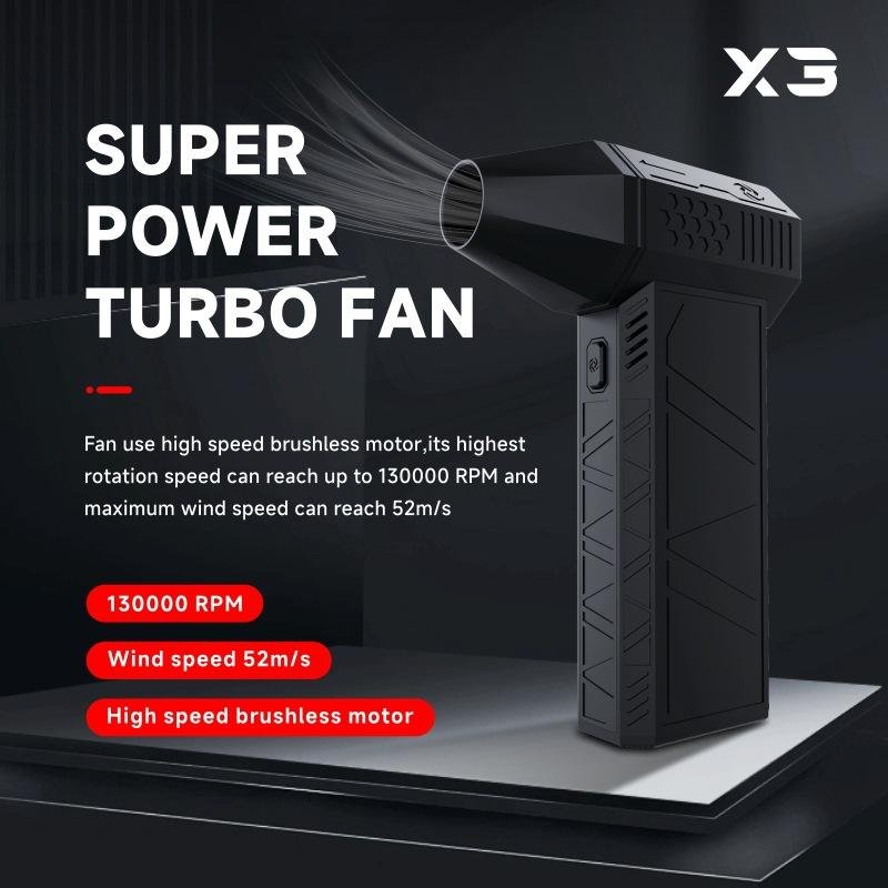 130000 RPM Turbo Jet Fan X3 Portable Body Brushless Auto Air Duster Violent Air Blower Car Home Cleaning Industrial Grade
