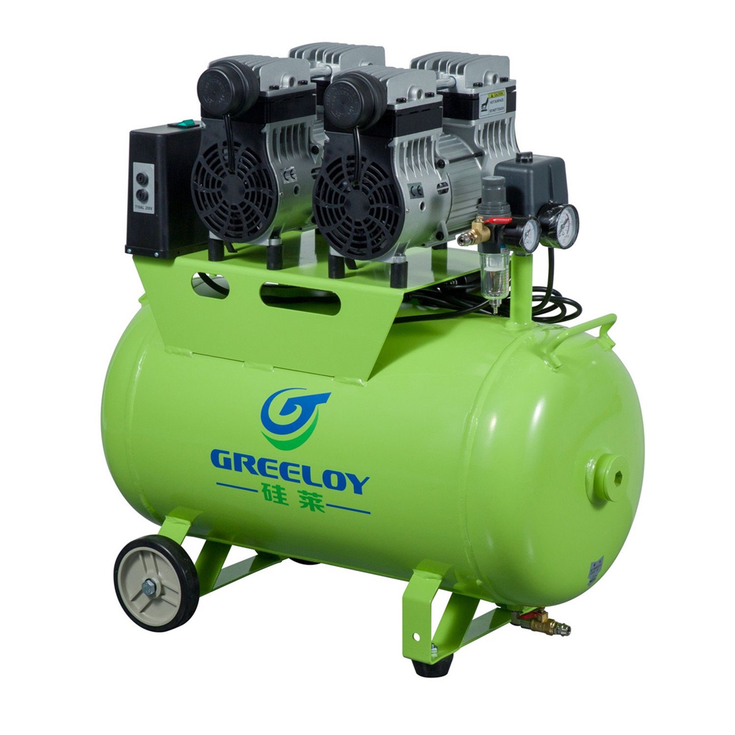 1600W 2Hp Super Silent Oil Free Air Compressor with Silent Cabinet with Wheels