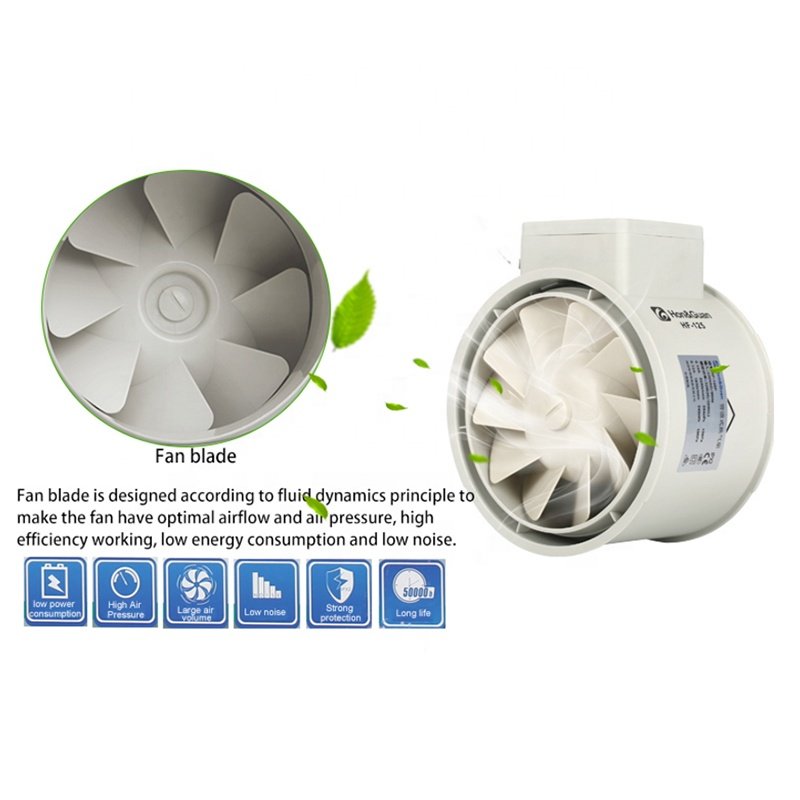 Hon&Guan 6 Inch Environmental Friendly Material Duct Exhaust Fan Powerful air Flow High Efficiency Low Energy Consumption
