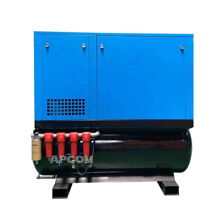 APCOM High Quality air Compressor 500 Liter 7.5kw Industrial Screw Aircompressor 220V Integrated air Compressor with tank