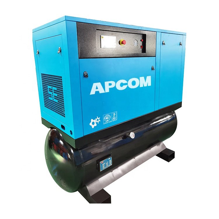 APCOM High Quality air Compressor 500 Liter 7.5kw Industrial Screw Aircompressor 220V Integrated air Compressor with tank