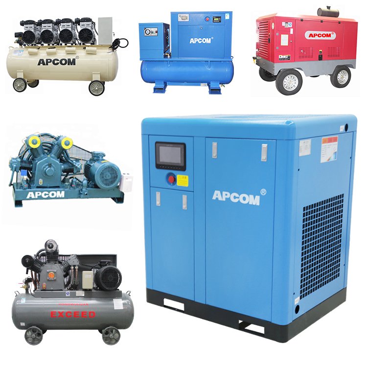 APCOM High Quality air Compressor 500 Liter 7.5kw Industrial Screw Aircompressor 220V Integrated air Compressor with tank