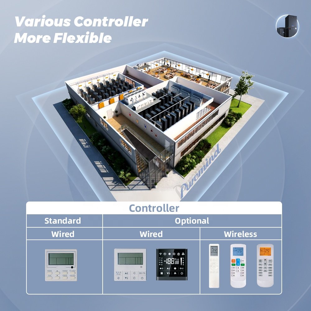 Puremind US Standard 220V 60Hz Heat Pump Heat Recovery Air Handling Unit HVAC System 18000-60000Btu R410a Air Handler AHU
