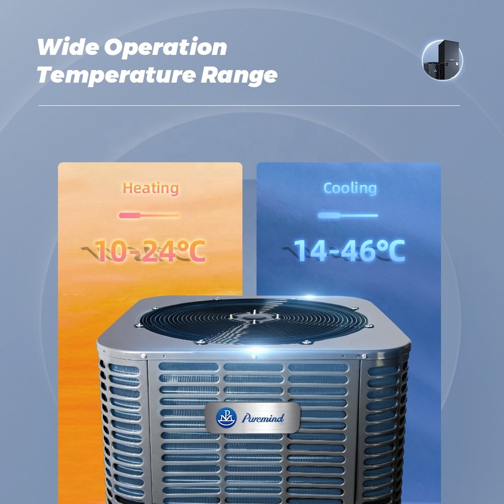 Puremind US Standard 220V 60Hz Heat Pump Heat Recovery Air Handling Unit HVAC System 18000-60000Btu R410a Air Handler AHU