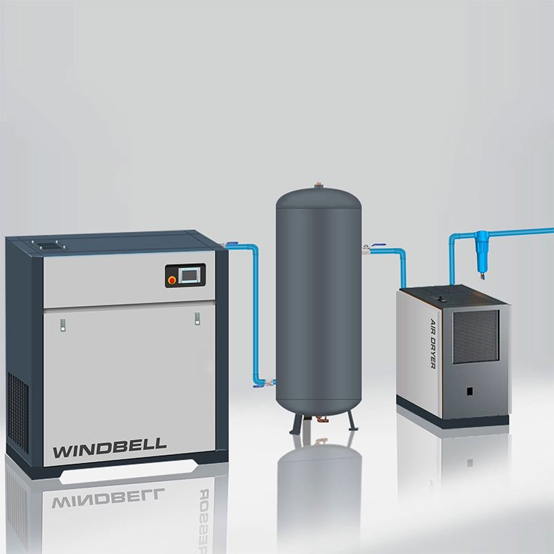 Small 5.5 Kw 7.5 HP 3 in 1 Tank Mounted Screw Air Compressor 200 Liters Tank Screw Air Compressor