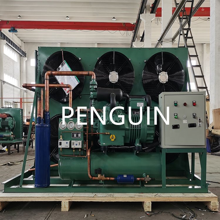 Cold Room Freezing Equipment 6 Fans Air Cooled Condenser Units Reciprocating Compressor Condensing Unit