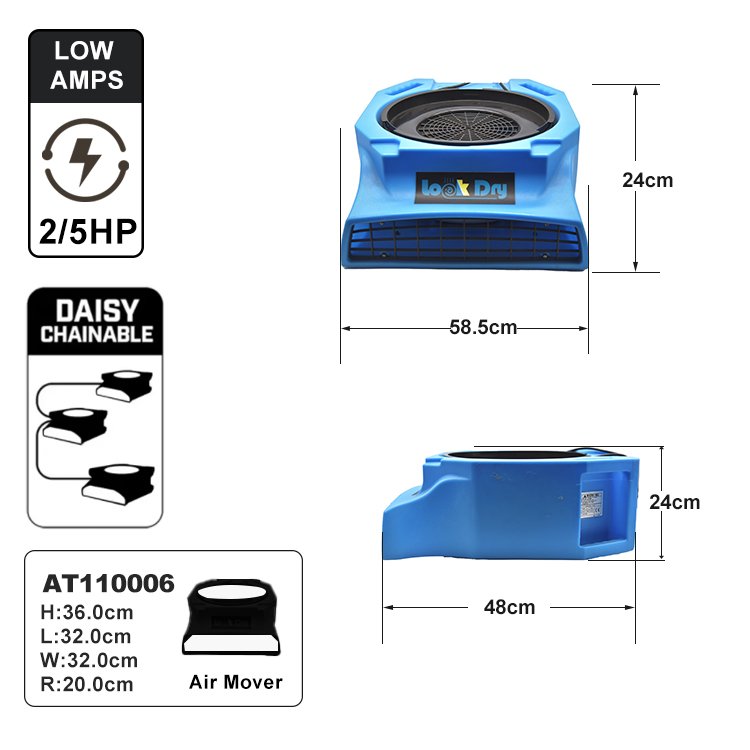 2/5HP Air Mover Blower Three-speed High CFM Centrifugal Dryer CE ETL Certification Air Mover