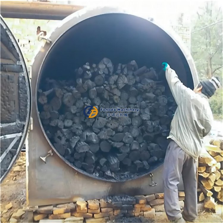 Easy Operation Hardwood, Logs, Branches, Bamboo Air-flow Type Charcoal Making Machine Horizontal Carbonization Furnace