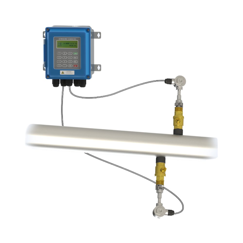 Digital Ultrasonic Insertion Water Flow Meter Wall Mounted With LCD Display Liquid Measurement