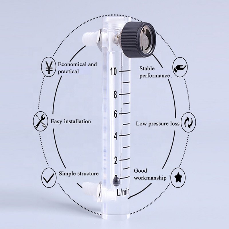 0.5-10 LPM Panel Oxygen Flow Meter with Valve O2 Gas Flow Meters for Air Cleaning Equipment Parts