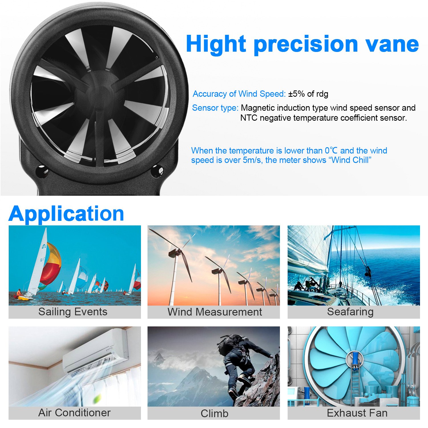 HoldPeak Handheld Anemometer with Tripod, Digital Wind Speed Gauge Meter, Air Flow Velocity Temperature CFM 866B-APP