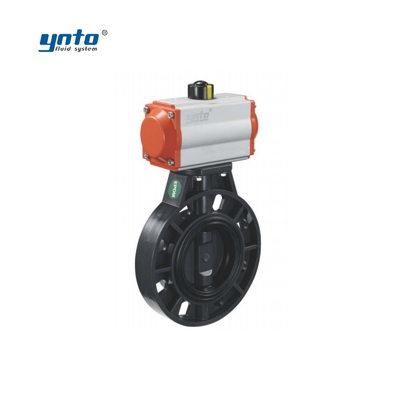 YNTO Custom Industrial 4 Inch Pneumatic Actuated Metering Valve Flow Control 3 Inch Pn16 Pvc pp Plastic butterfly Valve Pn16