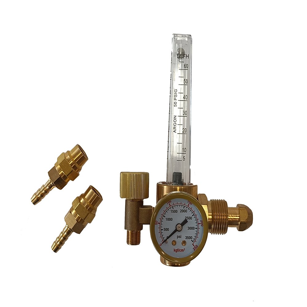 Hot Sale CGA580 Inlet 0-4000psi Pressure Reducer Industrial Welding/Cutting Flow Meter Argon/CO2 Gas Pressure Regulator