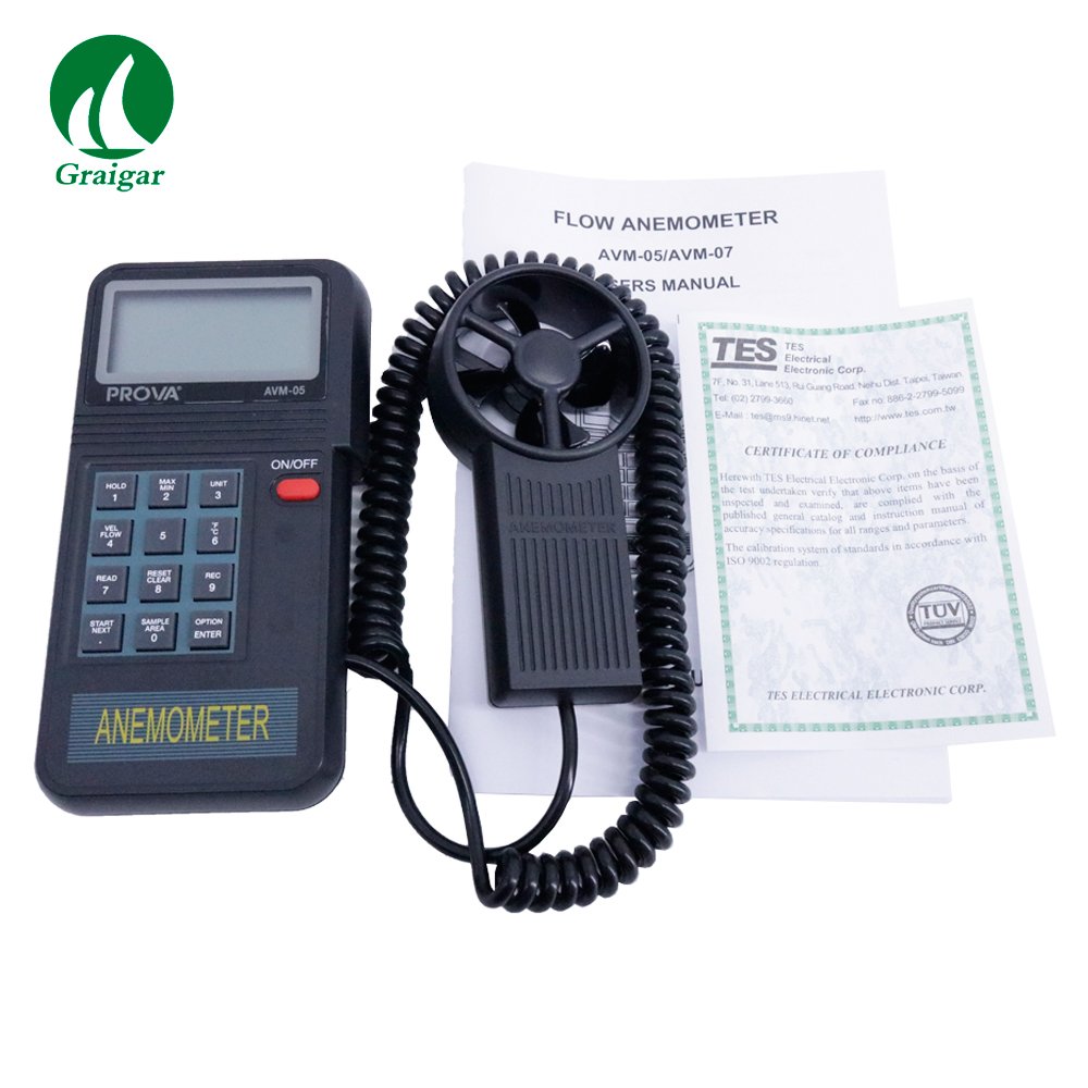 AVM-05 Prova Digital Anemometer Air Flow Velocity Meter Wind Speed Tester 0.0-45m/s with LCD Dual Display