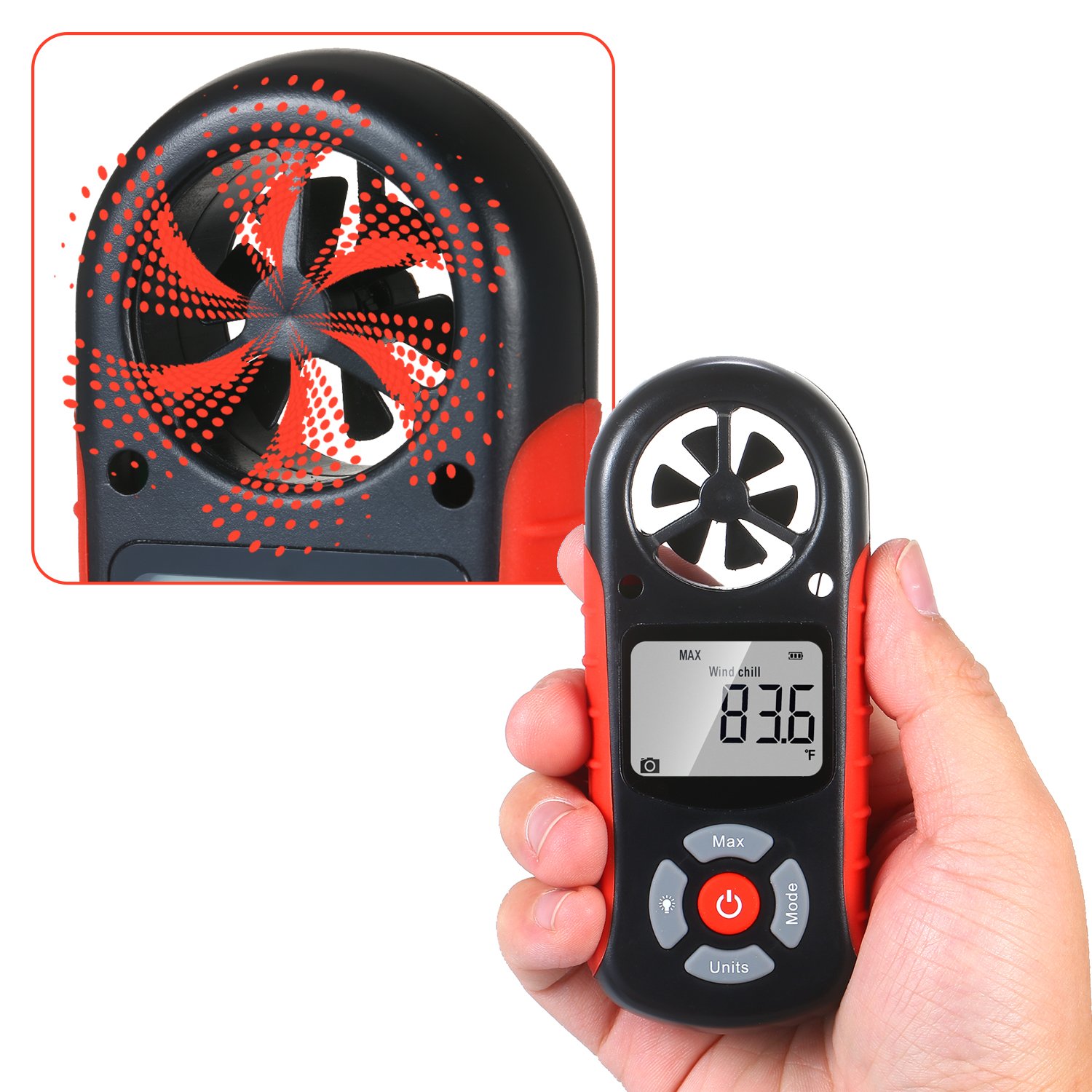 Handheld 8-in-1 Anemometer Digital LCD Display Air Flow Speed Wind Meter TL-303