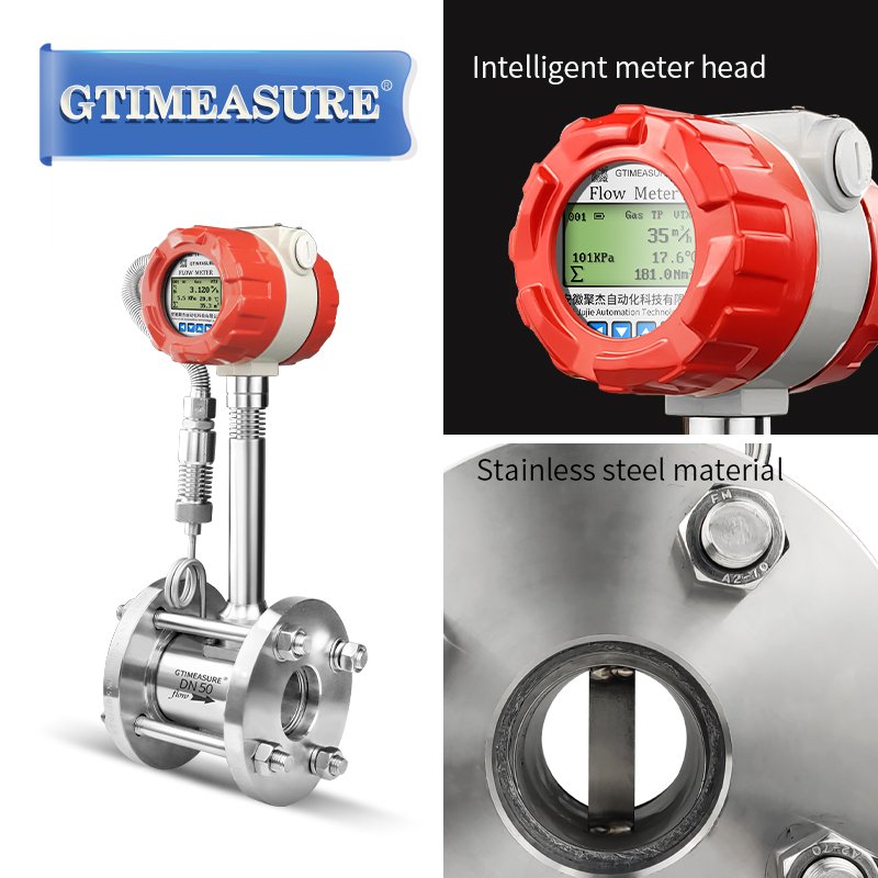 DN50 DN100 Gas Flowmeter Compressed Air Natural Nitrogen Vortex Flow Meter for Temperature Pressure Compensation