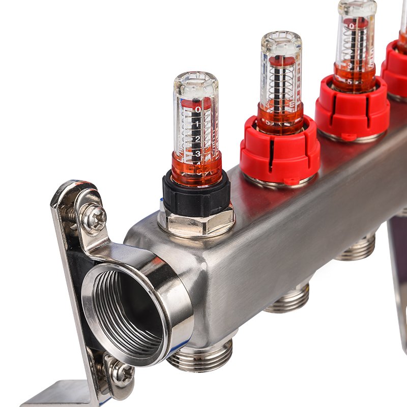 Modern Design 5-Way Stainless Steel Manifold Compression Fittings Thermostat Underfloor Heating Air Drain Valve Home Water