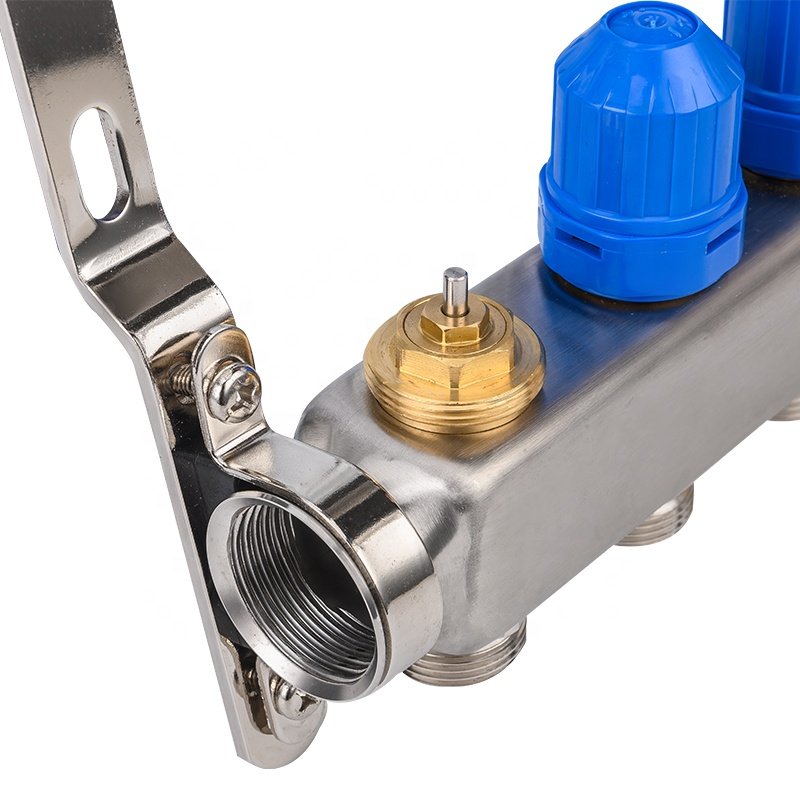 Modern Design 5-Way Stainless Steel Manifold Compression Fittings Thermostat Underfloor Heating Air Drain Valve Home Water