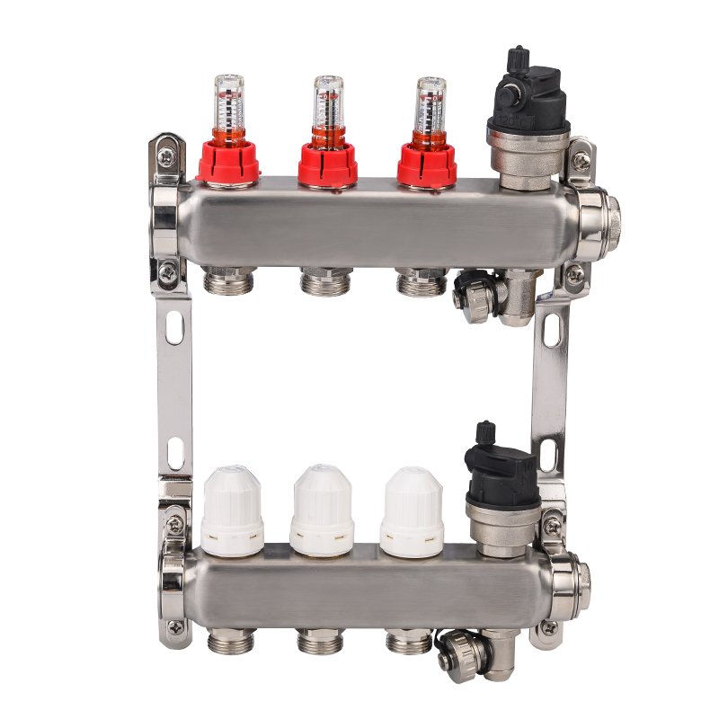 Modern Design 5-Way Stainless Steel Manifold Compression Fittings Thermostat Underfloor Heating Air Drain Valve Home Water