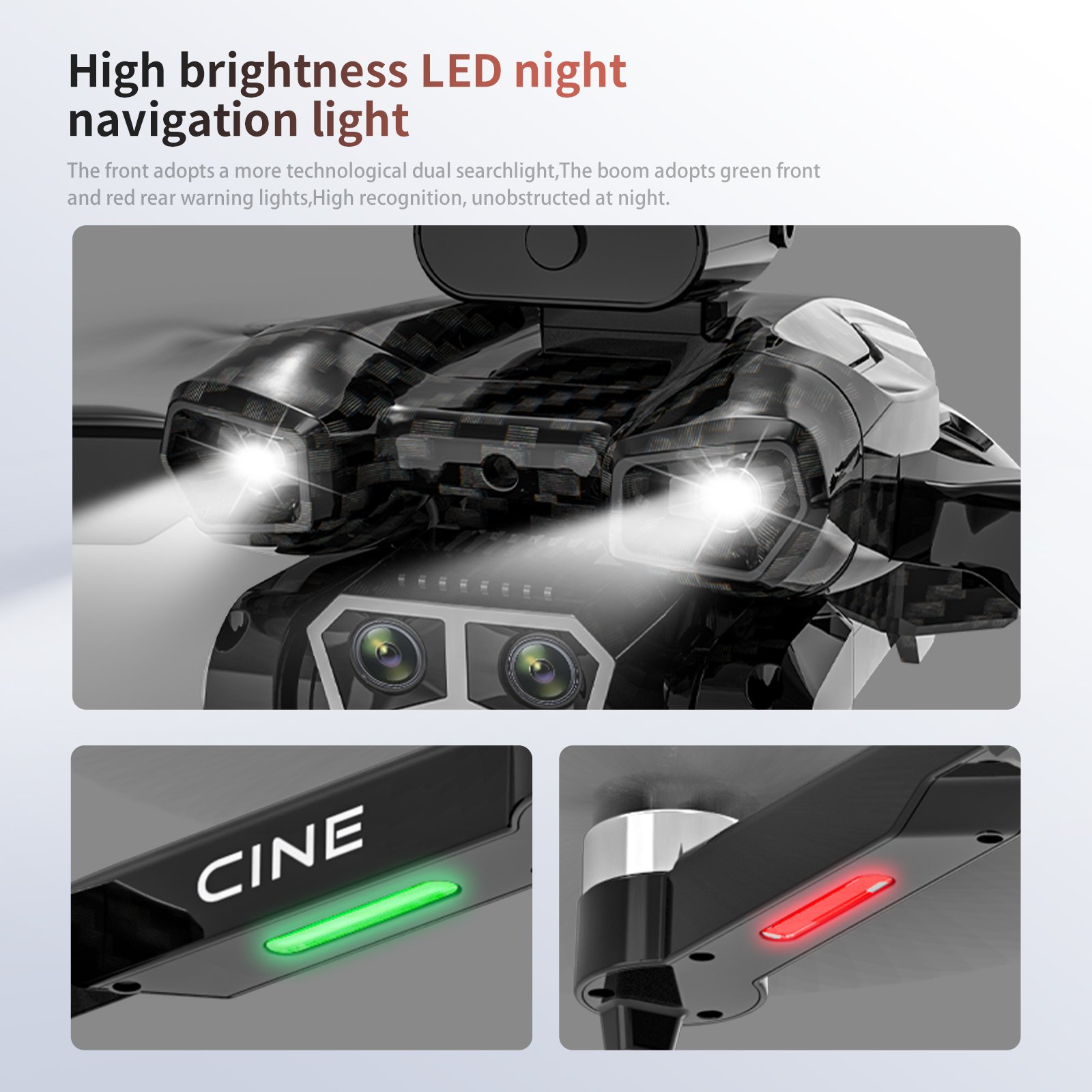 YT150 Drone HD Triple Camera LED Light Stream Hovering Obstacle Avoidance Foldable Photography Quadcopter Adult Toy Gift for Kid