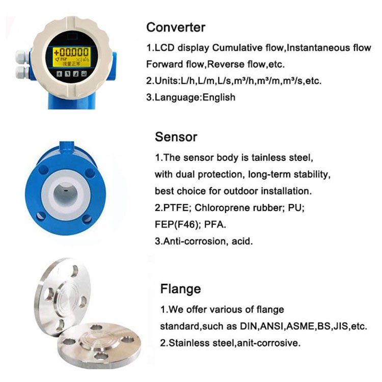 Electromagnetic Flow Meter 8 Inches 150# Measuring Drinking Water Flow Meter