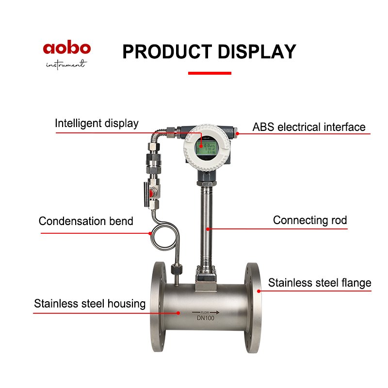 AOBO Stainless Steel Vortex Flow Meter DN 50 Steam Air Flow Meter Efficient Measurement Device OEM ODM