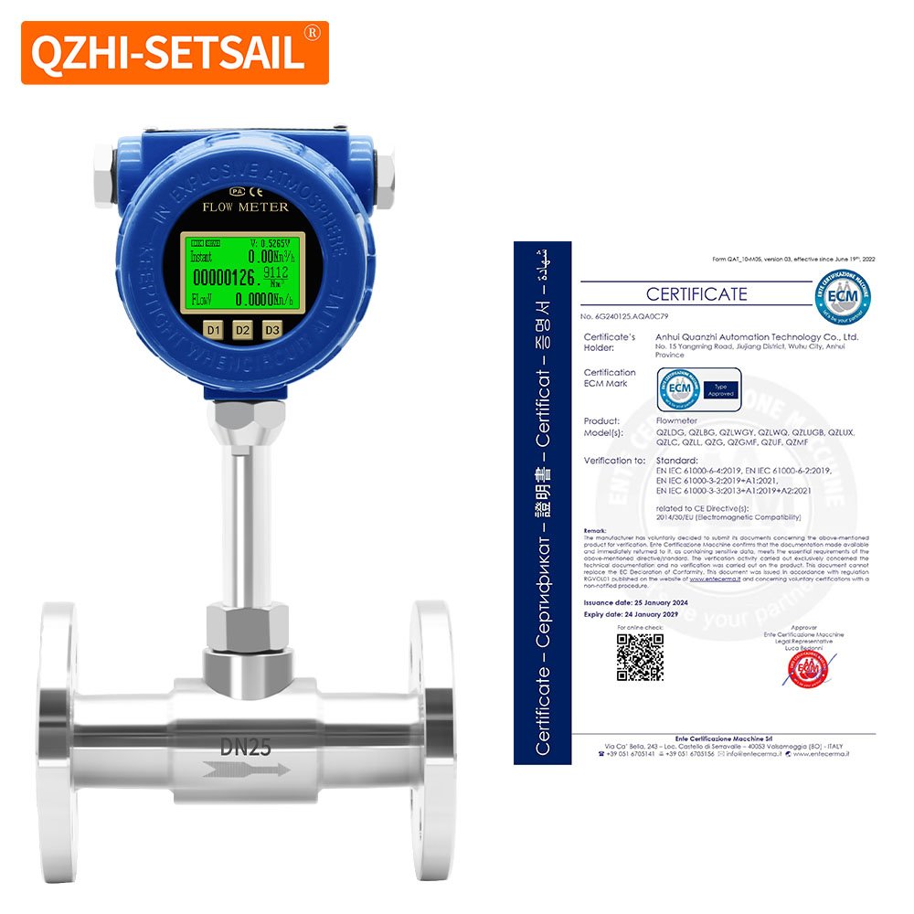 Industrial Stainless Steel Thermal Gas Mass Flowmeter RS485 4-20mA Gas Flow Sensor 1.5% Precision Compressed air Flow Meter