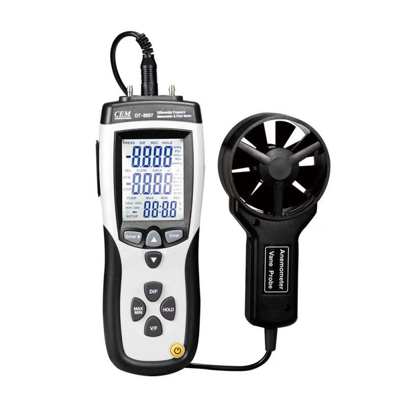 CEM DT-8893 Digital Anemometer CMM/CFM 0~30m/s Wind Speed Meter Directional Air Flow Velocity Ambient Temperature Measurement