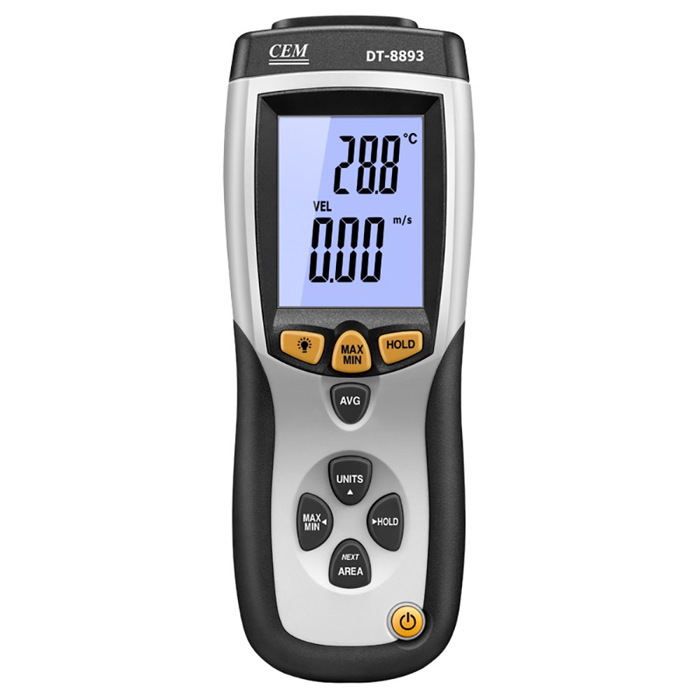 CEM DT-8893 Digital Anemometer CMM/CFM 0~30m/s Wind Speed Meter Directional Air Flow Velocity Ambient Temperature Measurement