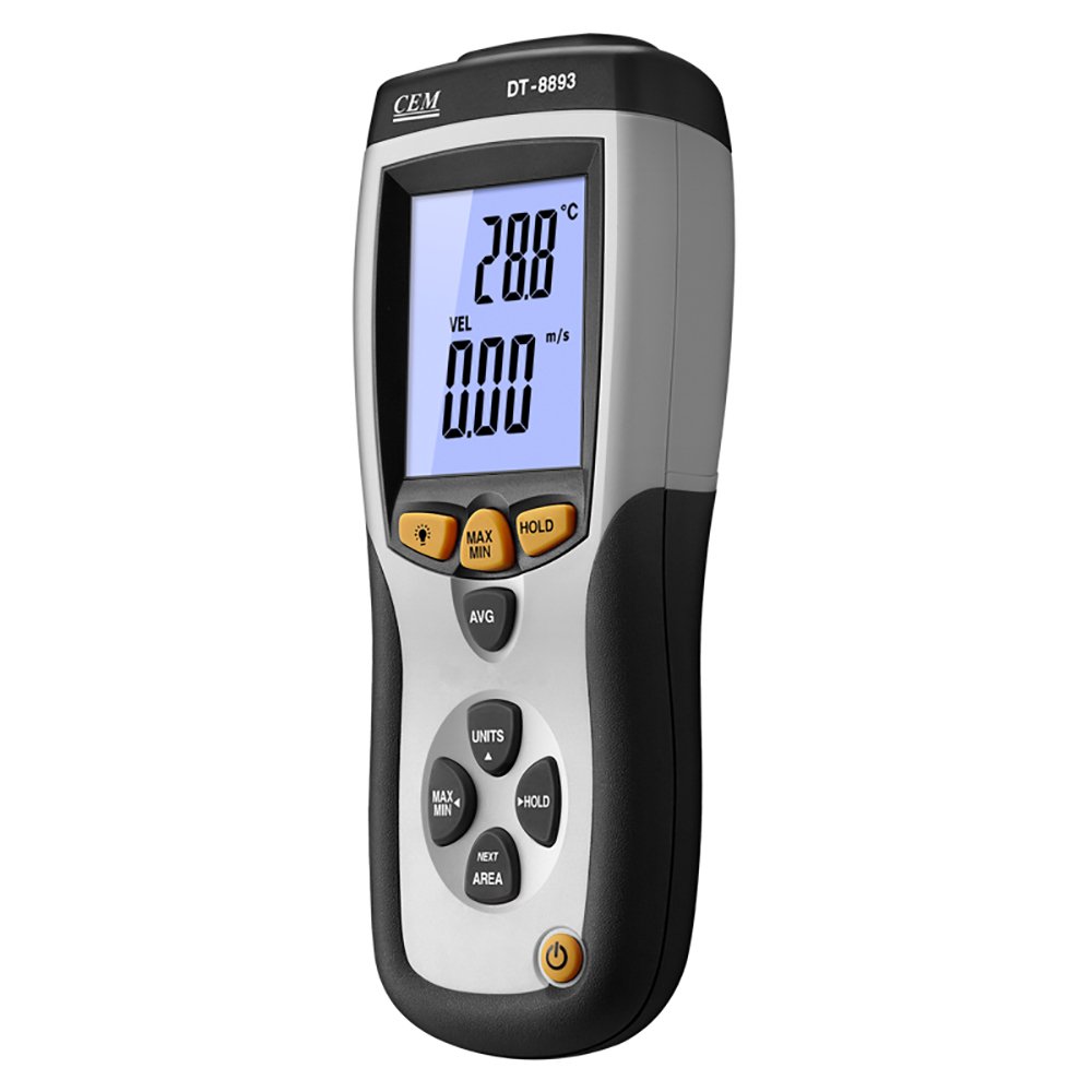 CEM DT-8893 Digital Anemometer CMM/CFM 0~30m/s Wind Speed Meter Directional Air Flow Velocity Ambient Temperature Measurement