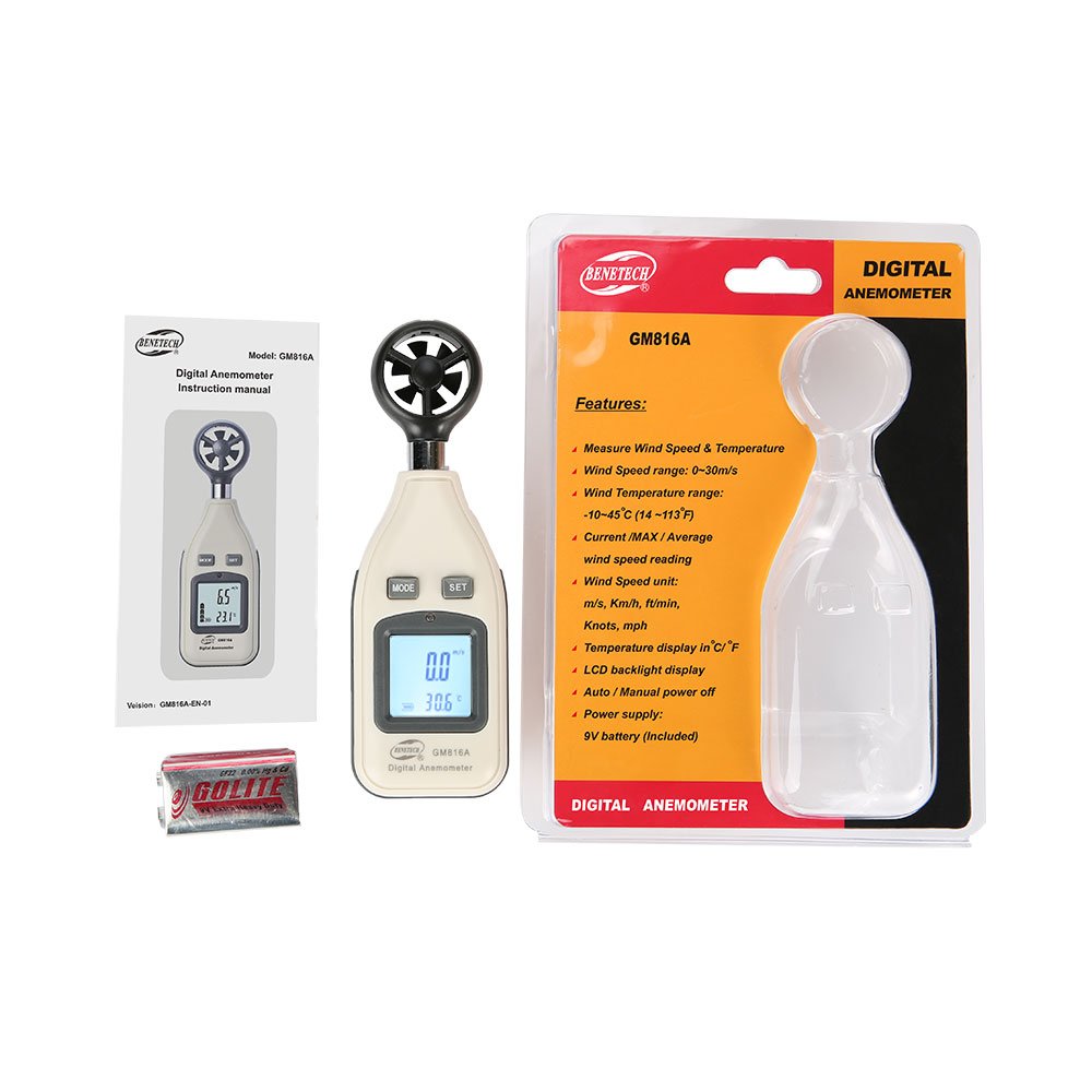 2023 BENETECH GM816A Wind Speed Meter Anemometer Handheld Digital Air Velocity Flow Teste Excellent Quality and Reasonable Price