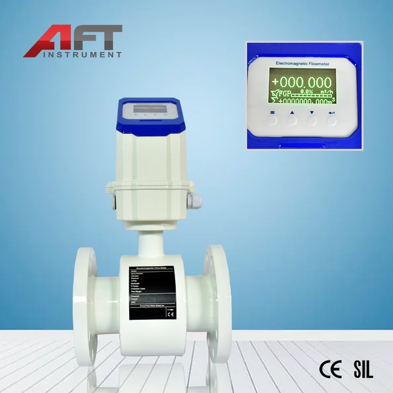 High Precision Industrial Liquid Flow Meter OLED Display Flange Type Rs485 Electromagnetic Flowmeter with 220v /24v Dual Power