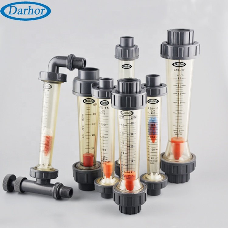 DH4500-15E PC Tube Sea Water Flow Meter Joint Type Rotameter 100-1000 Liter Per Hour Flowmeter