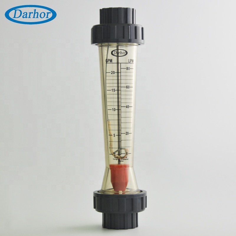 DH4500-15E PC Tube Sea Water Flow Meter Joint Type Rotameter 100-1000 Liter Per Hour Flowmeter