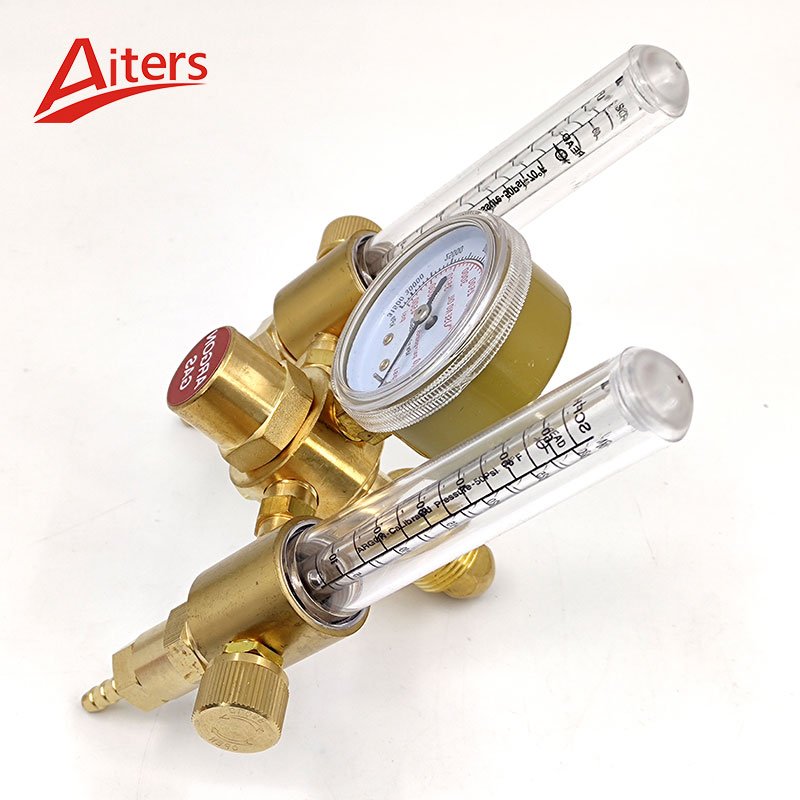 American Style MIG TIG Flow Meter Control Valve Welding Regulator Double Gauges Ar Argon Gas Pressure Regulator