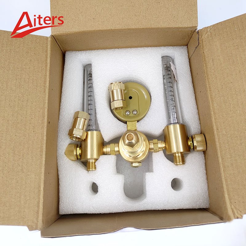 American Style MIG TIG Flow Meter Control Valve Welding Regulator Double Gauges Ar Argon Gas Pressure Regulator