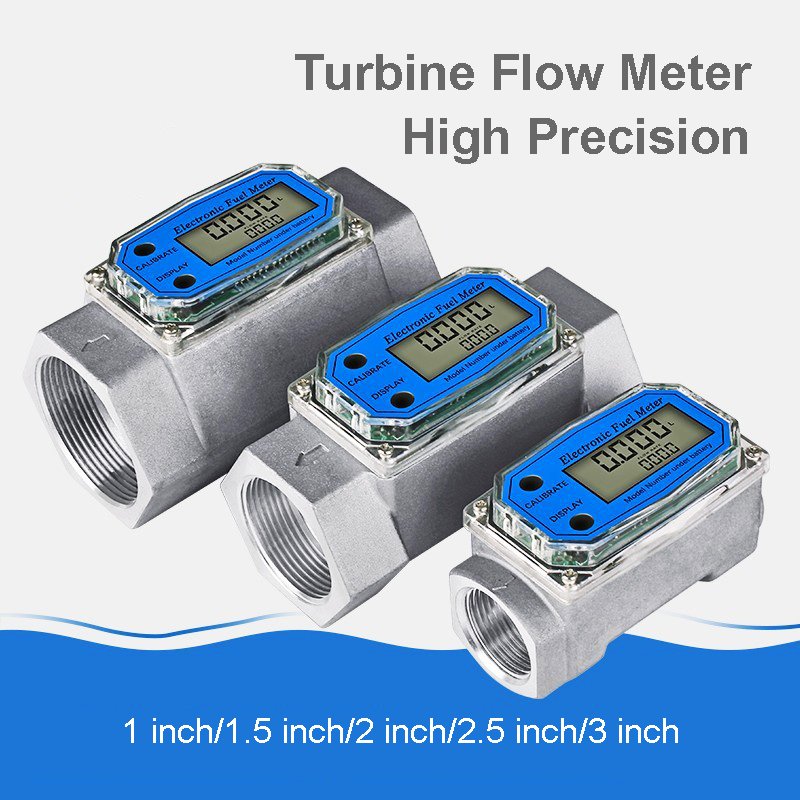 Precision Electronic Digital Turbine Flow Meter Stainless Steel Gas Oil Air Customized OEM Measures Water Diesel Kerosene