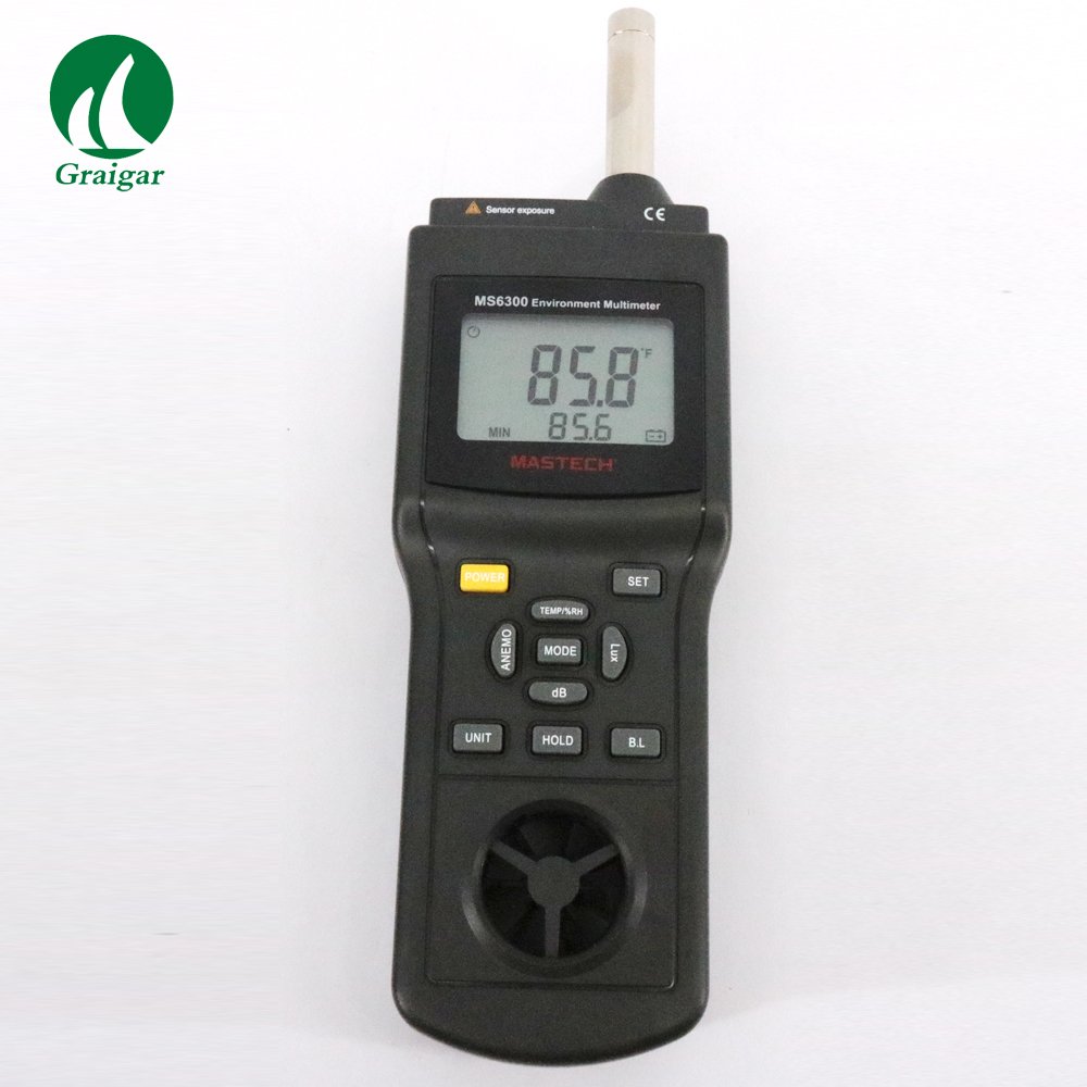 Mastech MS6300 6IN1 Multifunctional Enviroment Meter Humidity and Temperature Meter Sound Level Meter Air Flow Meter