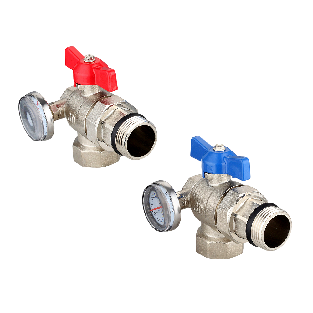Excellent Quality Water Gas Oil Brass Floor Heating Manifold Systems Stop Ball Valves with Water Meter