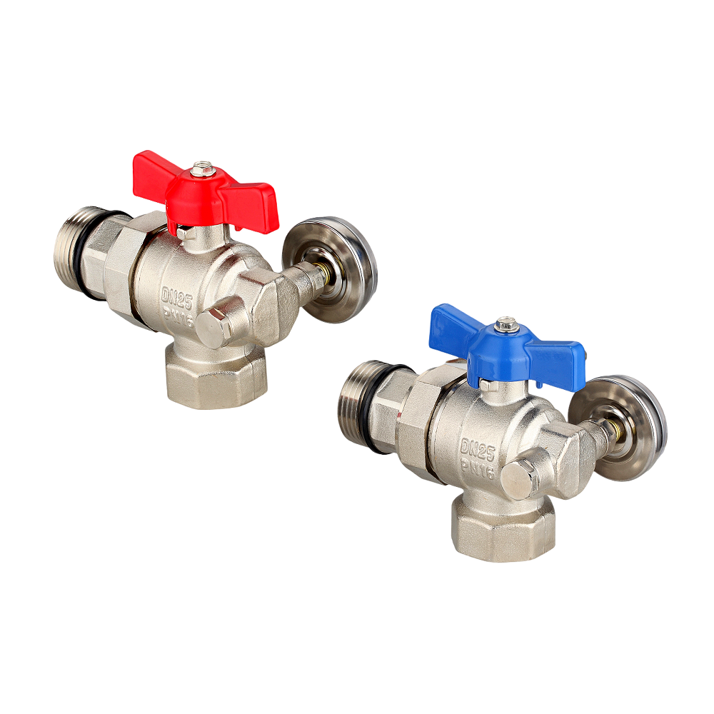 Excellent Quality Water Gas Oil Brass Floor Heating Manifold Systems Stop Ball Valves with Water Meter