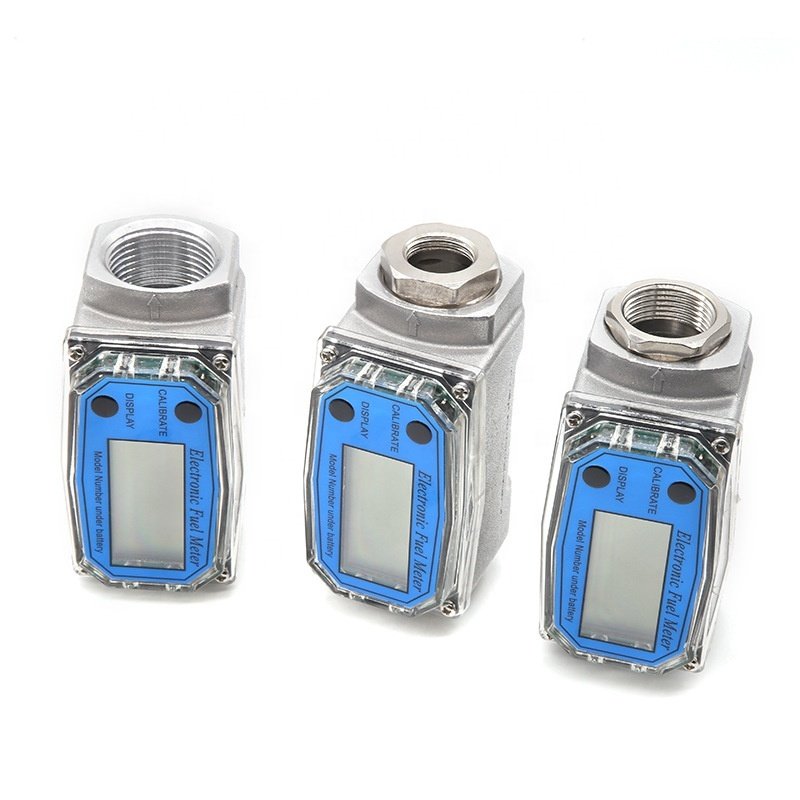 High Precision 0.5% Turbine Water Flow Meter Electronic Digital Display 1/2-2'' Aluminum Fuel Diesel Flowmeter Battery Included