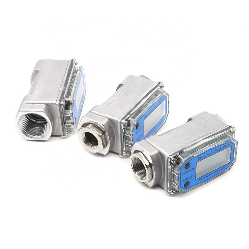 High Precision 0.5% Turbine Water Flow Meter Electronic Digital Display 1/2-2'' Aluminum Fuel Diesel Flowmeter Battery Included