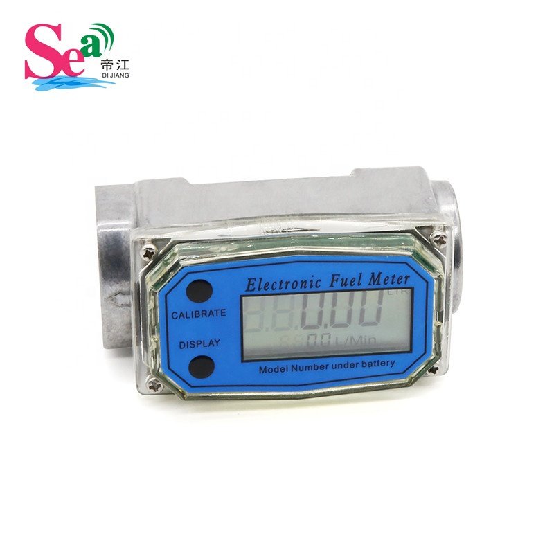 High Precision 0.5% Turbine Water Flow Meter Electronic Digital Display 1/2-2'' Aluminum Fuel Diesel Flowmeter Battery Included