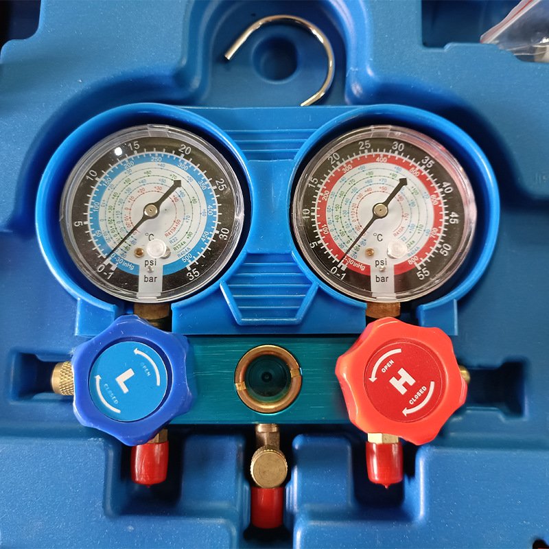 Dual-Core Refrigerant Meter Air Conditioner Fluoridation Tool Auto AC Fluoridation Gauge Pressure Valve Suit