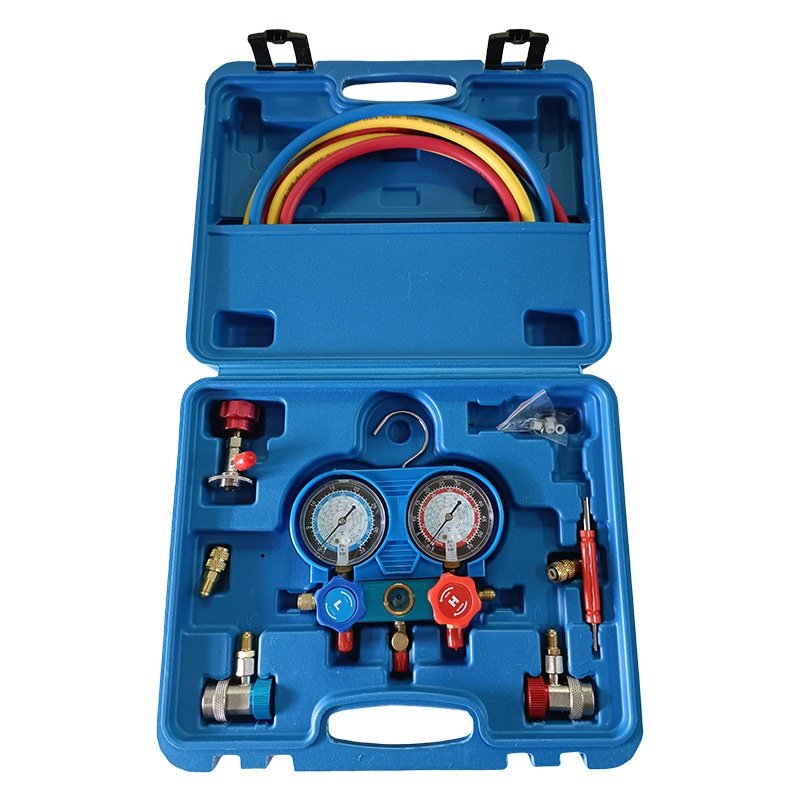 Dual-Core Refrigerant Meter Air Conditioner Fluoridation Tool Auto AC Fluoridation Gauge Pressure Valve Suit