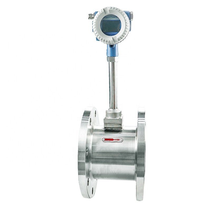 DKV Flanged Vortex Flow Meter 24V DC Intelligent vortex Flowmeter Flanged Thermal Mass Air/Gas Flowmeter