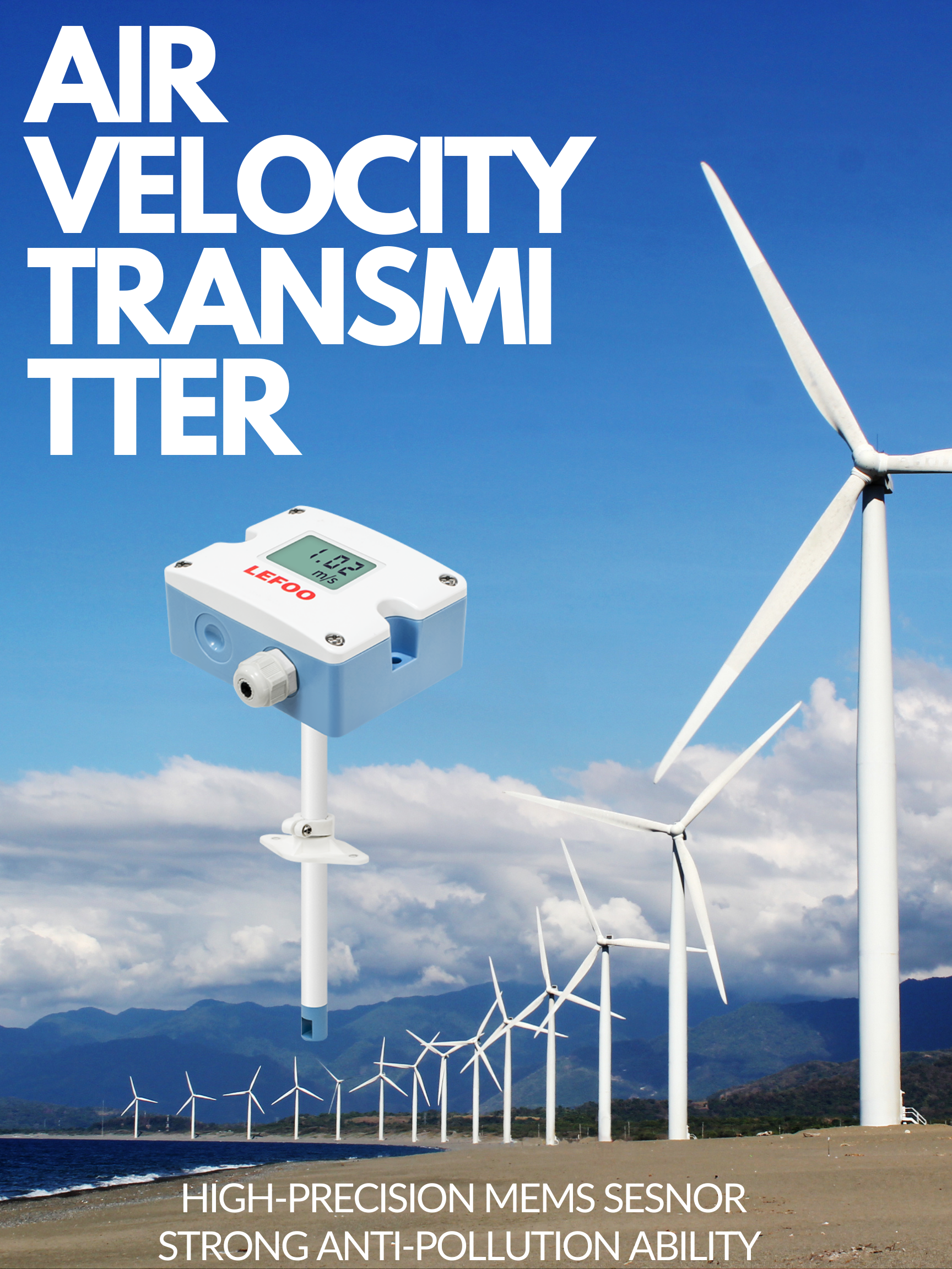 LEFOO Environmental Transducer Wind Speed Sensor air Flow Sensor air Flow Transmitter air Velocity Sensor