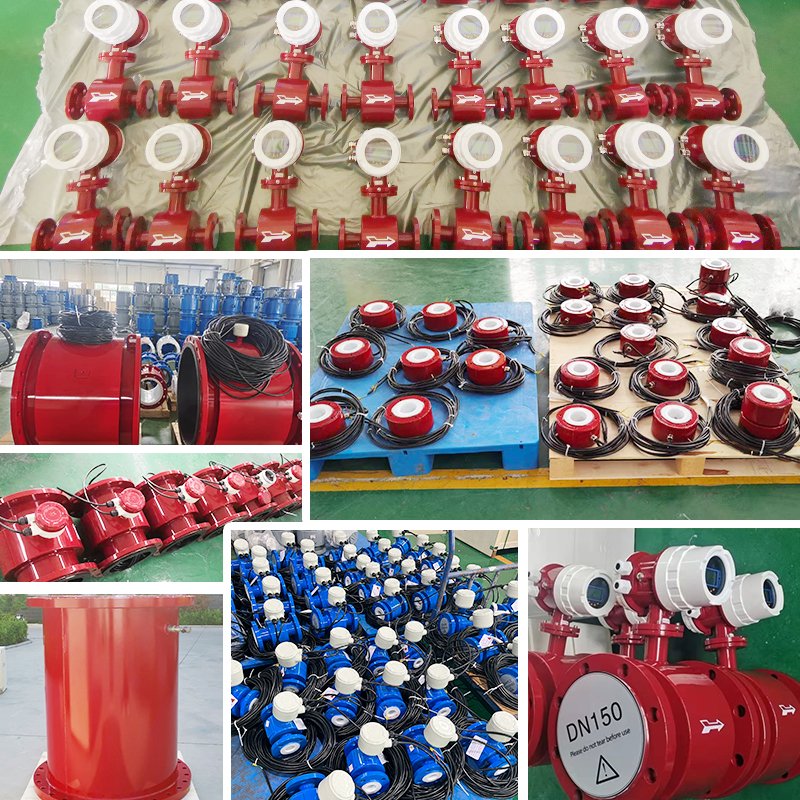 Integrated Magnetic Flowmeter 200mm Rs485 Liquid Waste Water Electromagnetic Flow Meter Converter